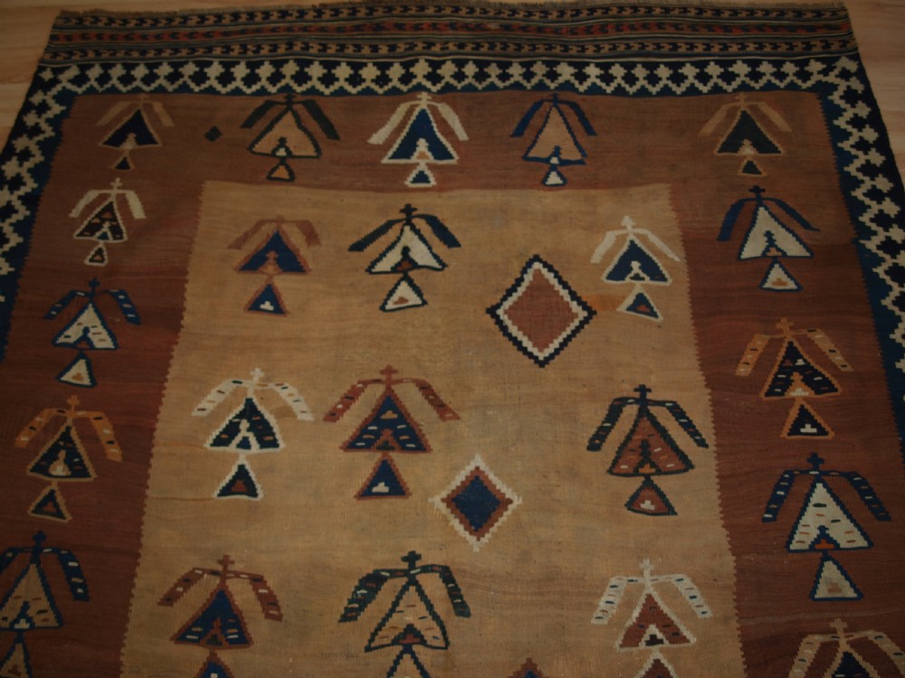 ANTIQUE QASHQAI TRIBAL KILIM, SCARCE DESIGN, LATE 19TH CENTURY. View IV