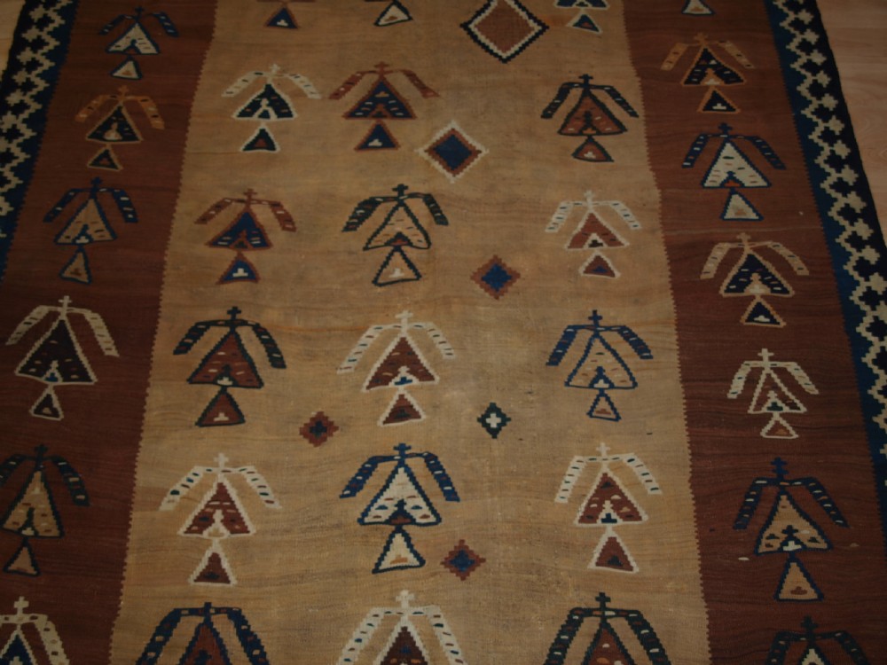 ANTIQUE QASHQAI TRIBAL KILIM, SCARCE DESIGN, LATE 19TH CENTURY. View VI