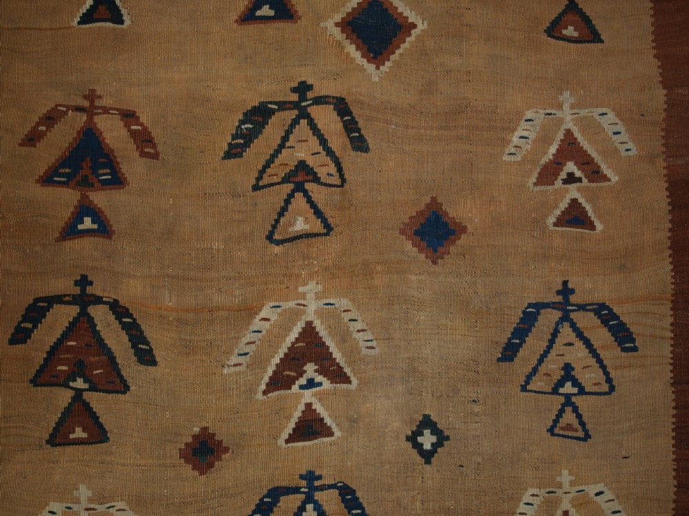 ANTIQUE QASHQAI TRIBAL KILIM, SCARCE DESIGN, LATE 19TH CENTURY. View VIII