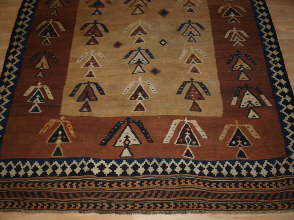 ANTIQUE QASHQAI TRIBAL KILIM, SCARCE DESIGN, LATE 19TH CENTURY. View IX