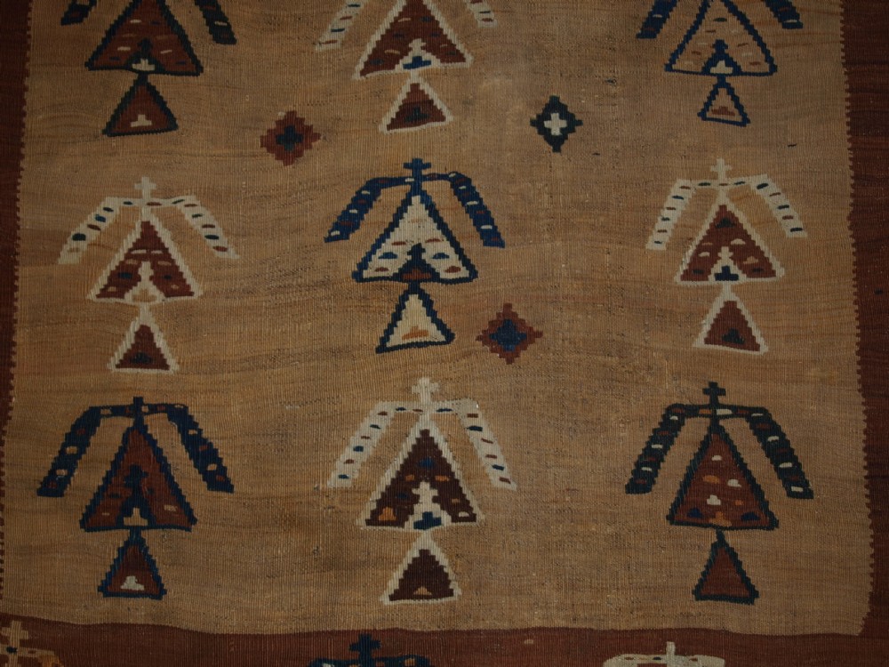 ANTIQUE QASHQAI TRIBAL KILIM, SCARCE DESIGN, LATE 19TH CENTURY. View X