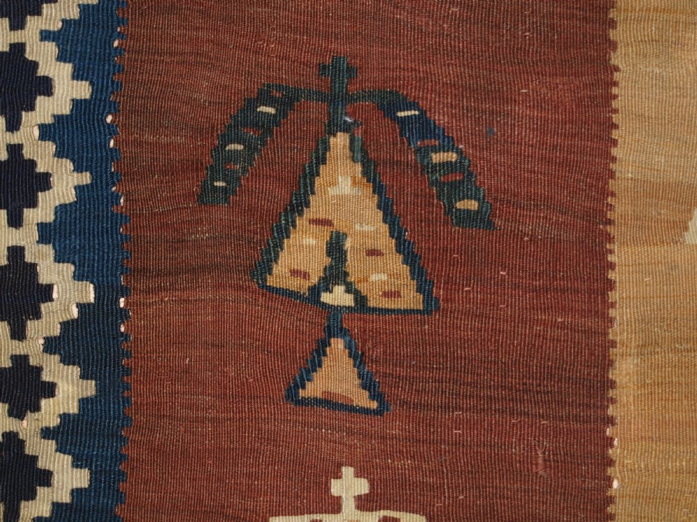 ANTIQUE QASHQAI TRIBAL KILIM, SCARCE DESIGN, LATE 19TH CENTURY. View XI