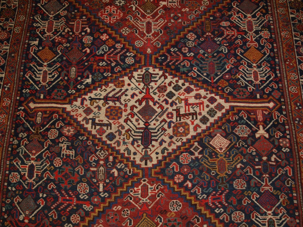 ANTIQUE TRIBAL QASHQAI RUG, BEAUTIFUL DRAWING WITH LOTS OF ANIMALS, LATE 19TH CENTURY. View VI