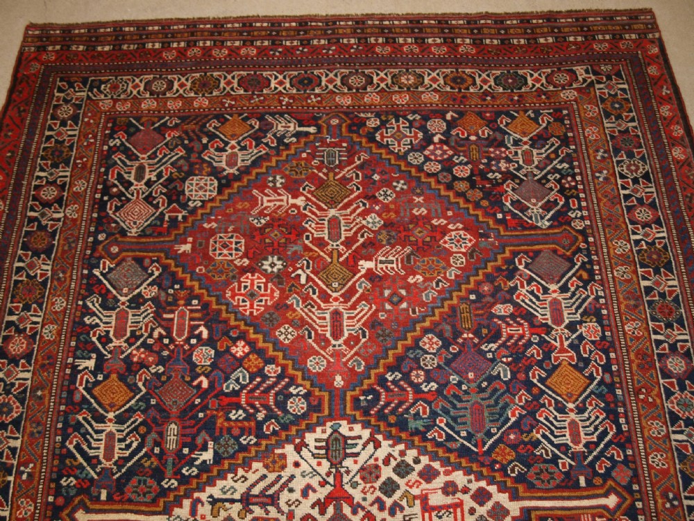 ANTIQUE TRIBAL QASHQAI RUG, BEAUTIFUL DRAWING WITH LOTS OF ANIMALS, LATE 19TH CENTURY. View VII