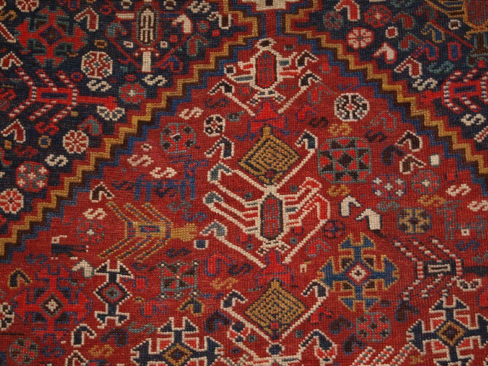 ANTIQUE TRIBAL QASHQAI RUG, BEAUTIFUL DRAWING WITH LOTS OF ANIMALS, LATE 19TH CENTURY. View XIII