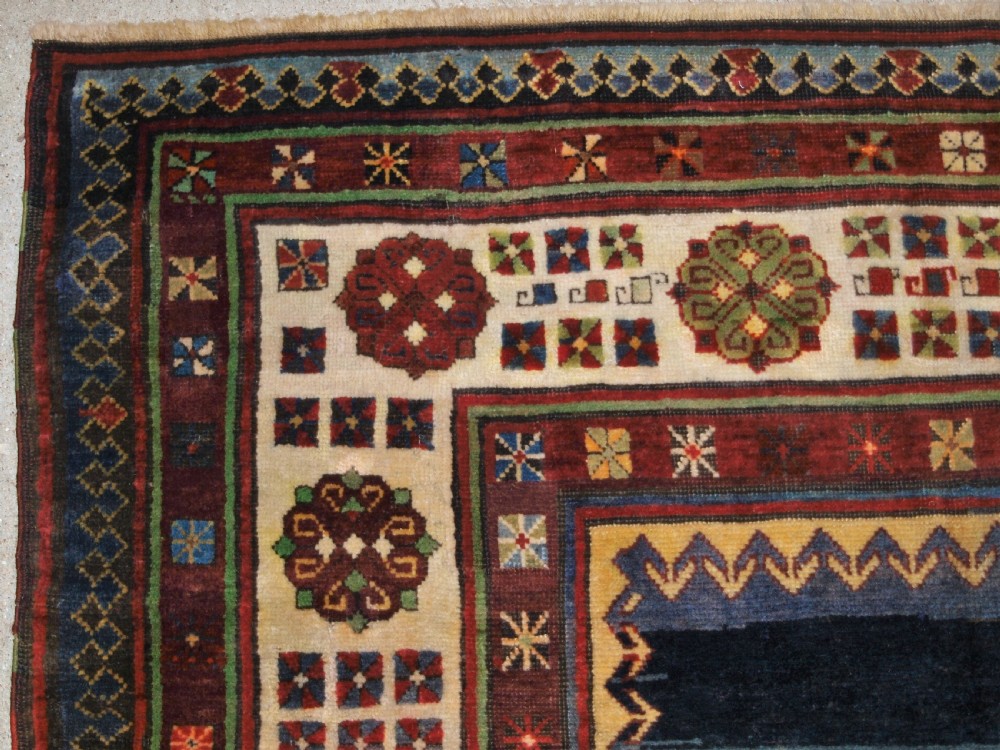 ANTIQUE CAUCASIAN TALISH LONG RUG, ABRASHED BLUE FIELD, LATE 19TH CENTURY. View II