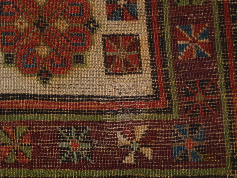 ANTIQUE CAUCASIAN TALISH LONG RUG, ABRASHED BLUE FIELD, LATE 19TH CENTURY. View XII