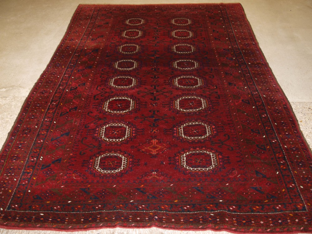 OLD AFGHAN VILLAGE CARPET, TRADITIONAL SALOR GUL DESIGN, HARD WEARING, CIRCA 1920. View II