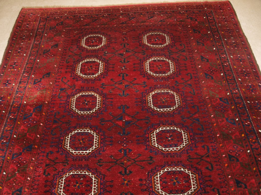 OLD AFGHAN VILLAGE CARPET, TRADITIONAL SALOR GUL DESIGN, HARD WEARING, CIRCA 1920. View V