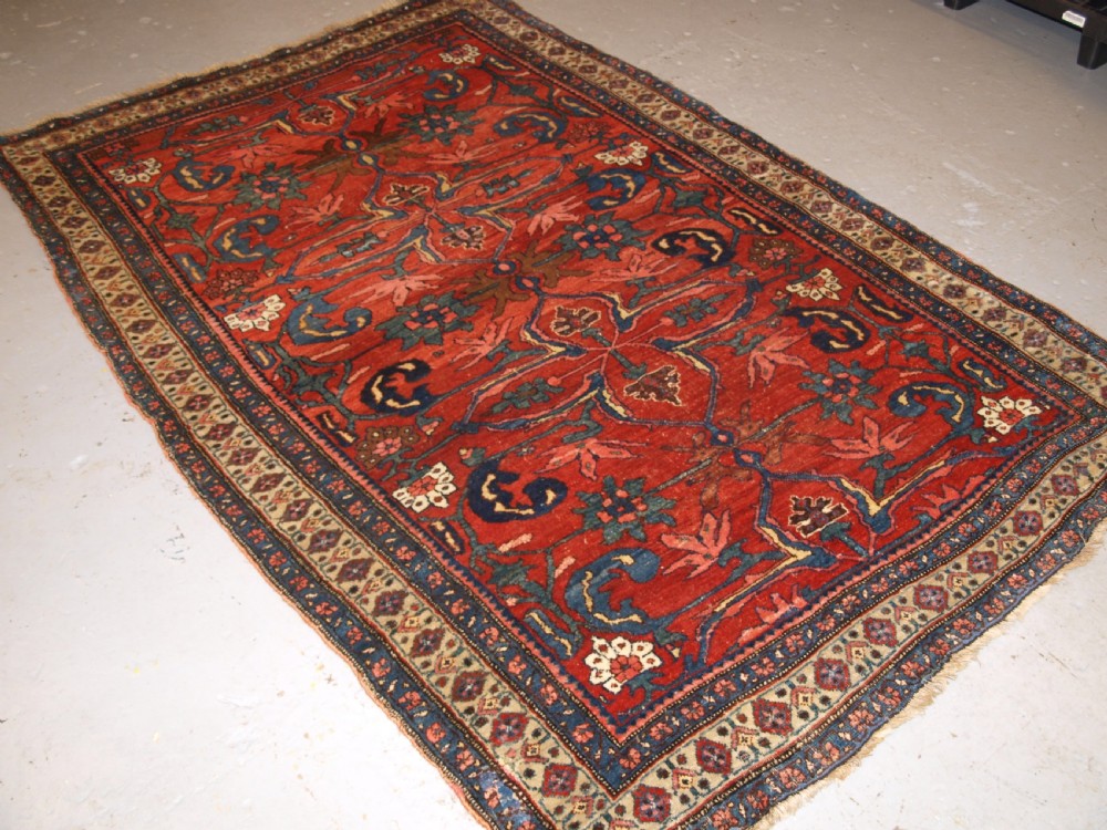ANTIQUE PERSIAN BIJAR RUG WITH UNUSUAL FLORAL DESIGN, GREAT COLOUR, CIRCA 1880. View II
