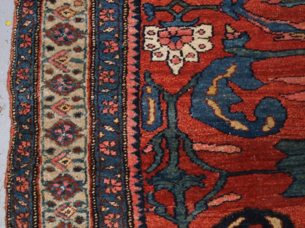 ANTIQUE PERSIAN BIJAR RUG WITH UNUSUAL FLORAL DESIGN, GREAT COLOUR, CIRCA 1880. View IV