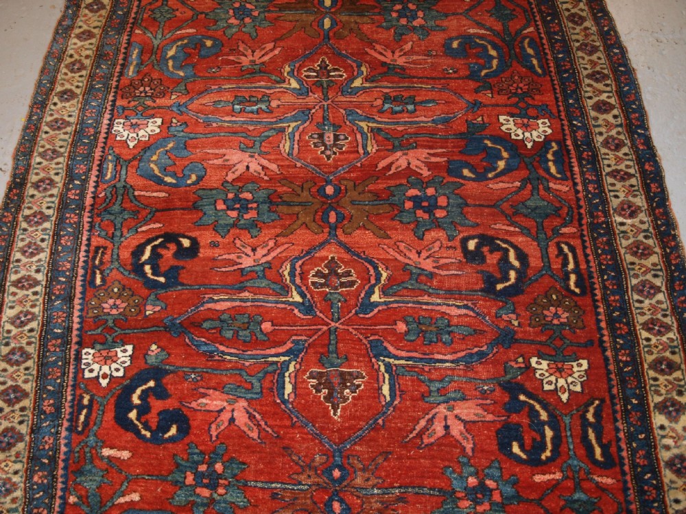 ANTIQUE PERSIAN BIJAR RUG WITH UNUSUAL FLORAL DESIGN, GREAT COLOUR, CIRCA 1880. View VI