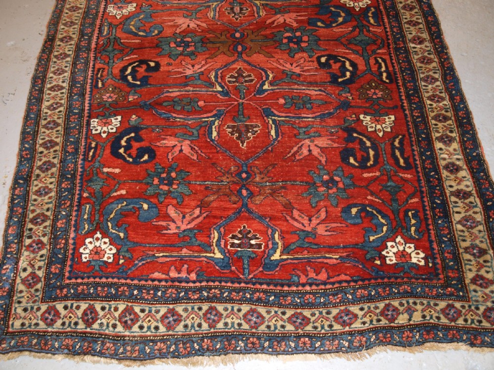 ANTIQUE PERSIAN BIJAR RUG WITH UNUSUAL FLORAL DESIGN, GREAT COLOUR, CIRCA 1880. View VII