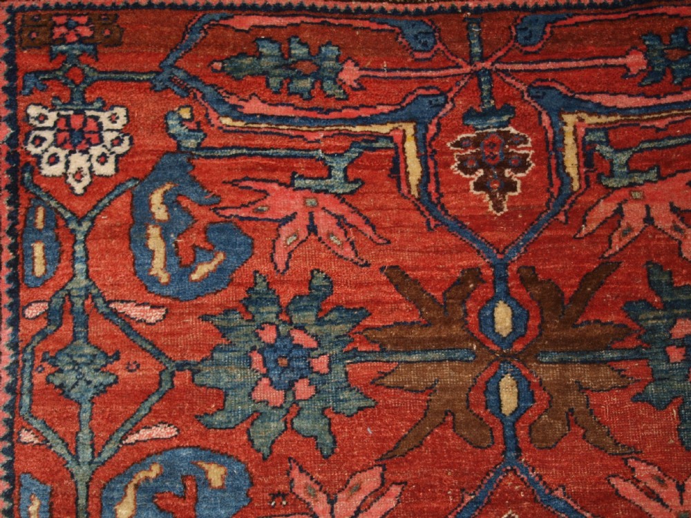 ANTIQUE PERSIAN BIJAR RUG WITH UNUSUAL FLORAL DESIGN, GREAT COLOUR, CIRCA 1880. View IX