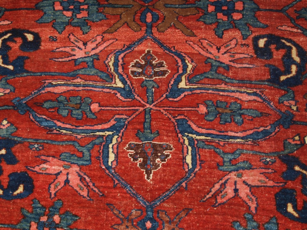 ANTIQUE PERSIAN BIJAR RUG WITH UNUSUAL FLORAL DESIGN, GREAT COLOUR, CIRCA 1880. View X