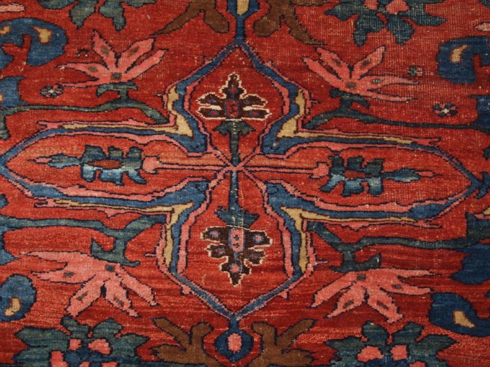 ANTIQUE PERSIAN BIJAR RUG WITH UNUSUAL FLORAL DESIGN, GREAT COLOUR, CIRCA 1880. View XI