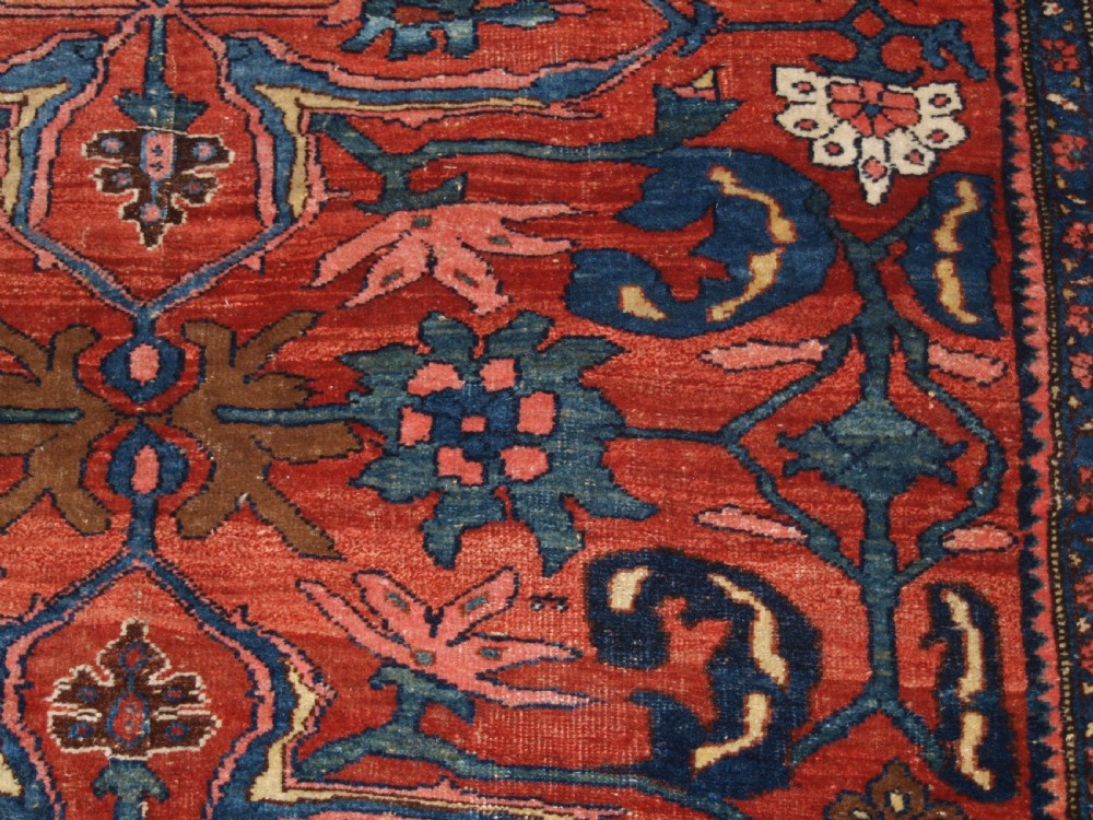 ANTIQUE PERSIAN BIJAR RUG WITH UNUSUAL FLORAL DESIGN, GREAT COLOUR, CIRCA 1880. View XII