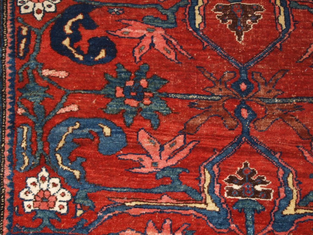 ANTIQUE PERSIAN BIJAR RUG WITH UNUSUAL FLORAL DESIGN, GREAT COLOUR, CIRCA 1880. View XIII