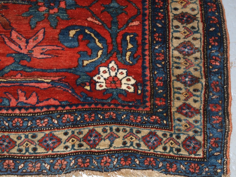 ANTIQUE PERSIAN BIJAR RUG WITH UNUSUAL FLORAL DESIGN, GREAT COLOUR, CIRCA 1880. View XV