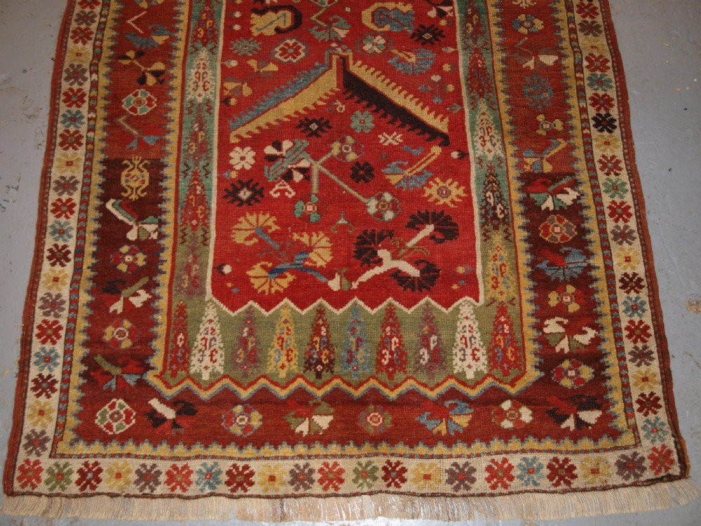 ANTIQUE TURKISH MILAS PRAYER RUG, WONDERFUL EARLY EXAMPLE, 2ND HALF 19TH CENTURY. View VI