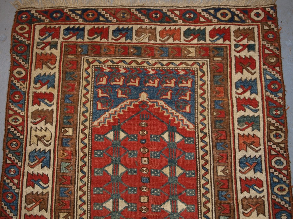ANTIQUE TURKISH BERGAMA REGION PRAYER RUG OF SMALL SQUARE SIZE, LATE 19TH CENTURY. View IV