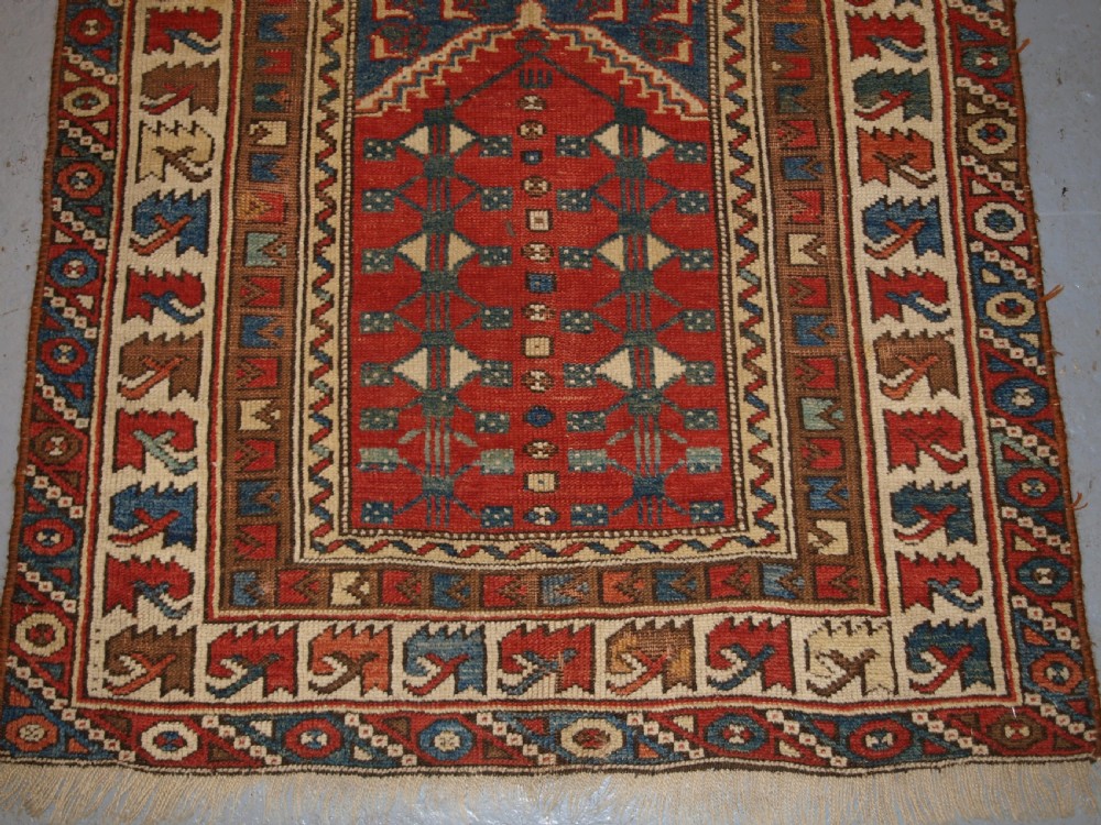 ANTIQUE TURKISH BERGAMA REGION PRAYER RUG OF SMALL SQUARE SIZE, LATE 19TH CENTURY. View V