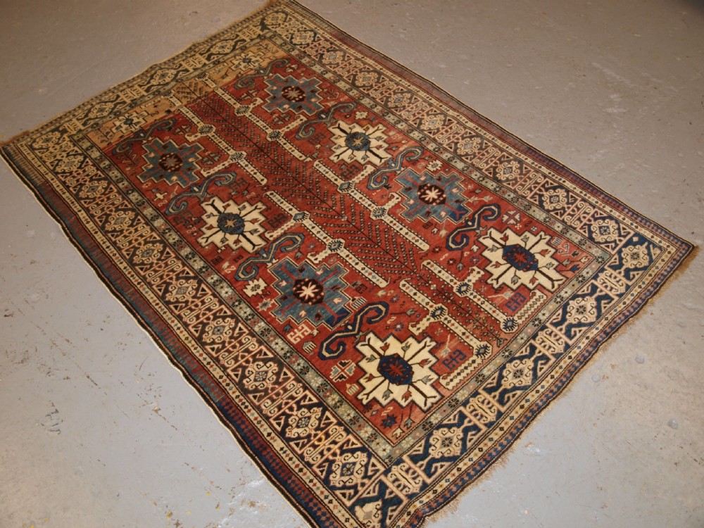 ANTIQUE CAUCASIAN RUG, KUBA REGION, AFSHAN DESIGN, SMALL SIZE, LATE 19TH CENTURY. View II