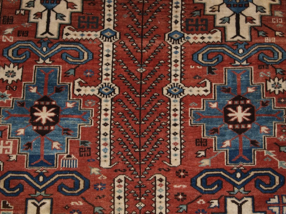 ANTIQUE CAUCASIAN RUG, KUBA REGION, AFSHAN DESIGN, SMALL SIZE, LATE 19TH CENTURY. View XII
