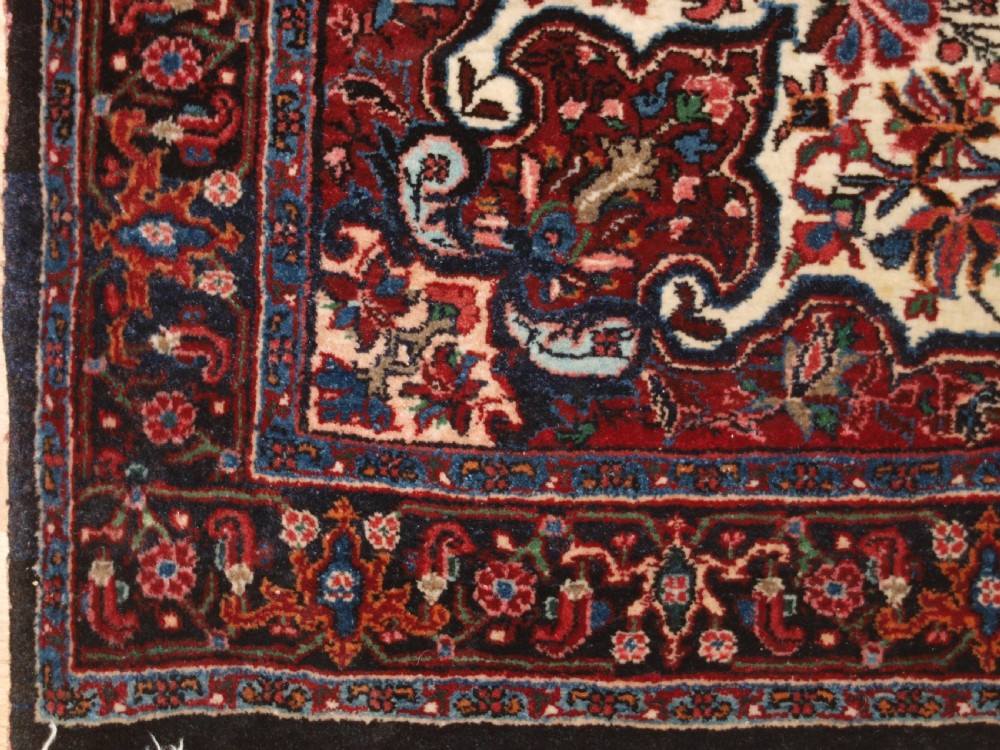 OLD PERSIAN BIJAR RUG, IVORY GROUND WITH FLORAL DESIGN, CIRCA 1920/30. View VII