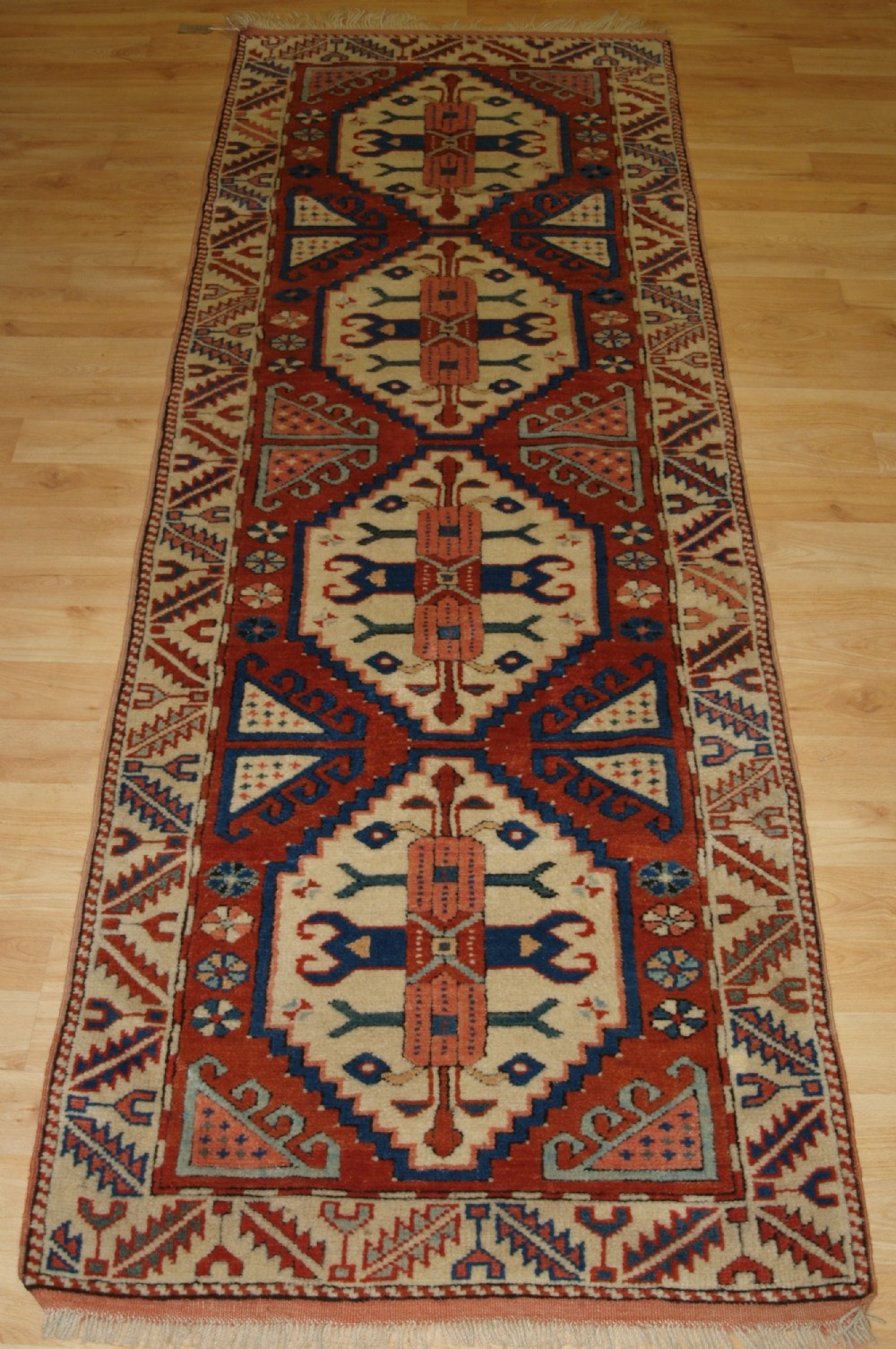 OLD TURKISH BERGAMA REGION VILLAGE RUNNER, TRADITIONAL DESIGN, CIRCA 1920/30.