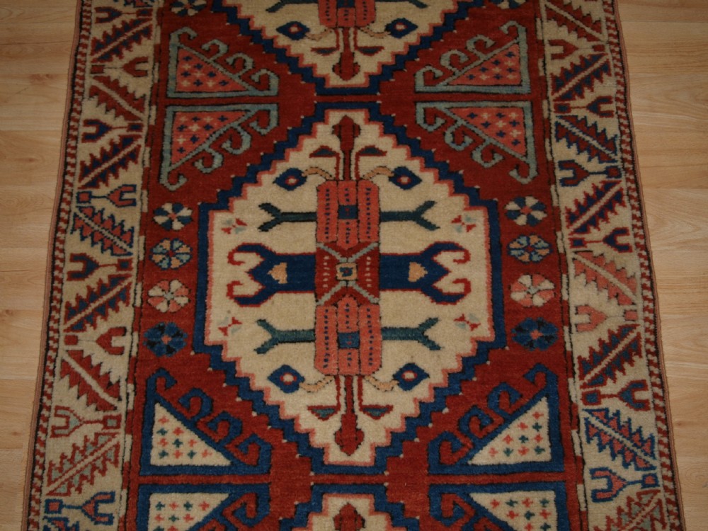 OLD TURKISH BERGAMA REGION VILLAGE RUNNER, TRADITIONAL DESIGN, CIRCA 1920/30. View IV