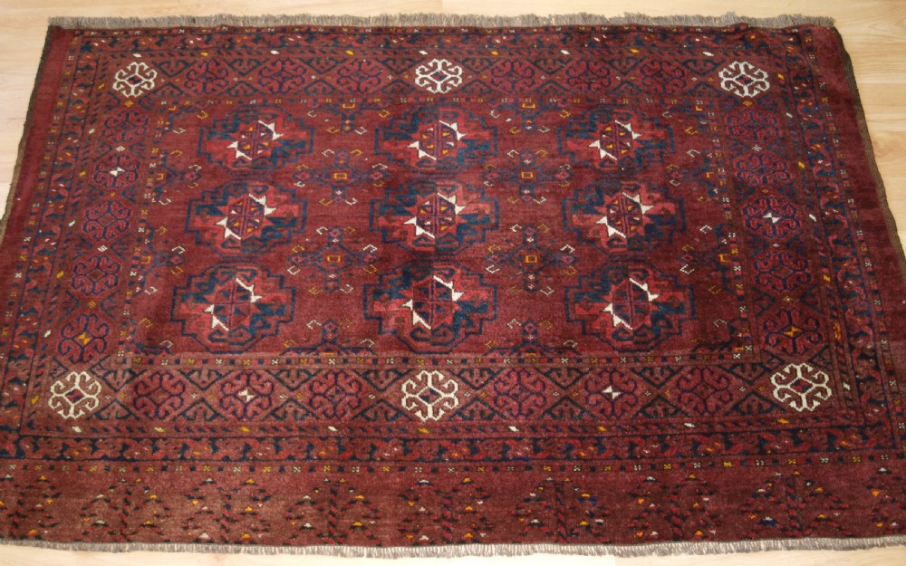 ANTIQUE ERSARI TURKMEN CHUVAL, 9 GULS, EXCELLENT CONDITION, CIRCA 1900.