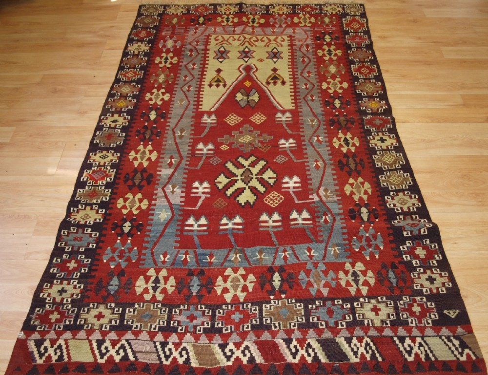 OLD TURKISH SIVAS VILLAGE PRAYER KILIM, SUPERB CONDITION, CIRCA 1920. View II