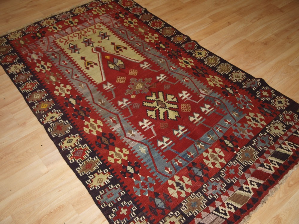 OLD TURKISH SIVAS VILLAGE PRAYER KILIM, SUPERB CONDITION, CIRCA 1920. View IV