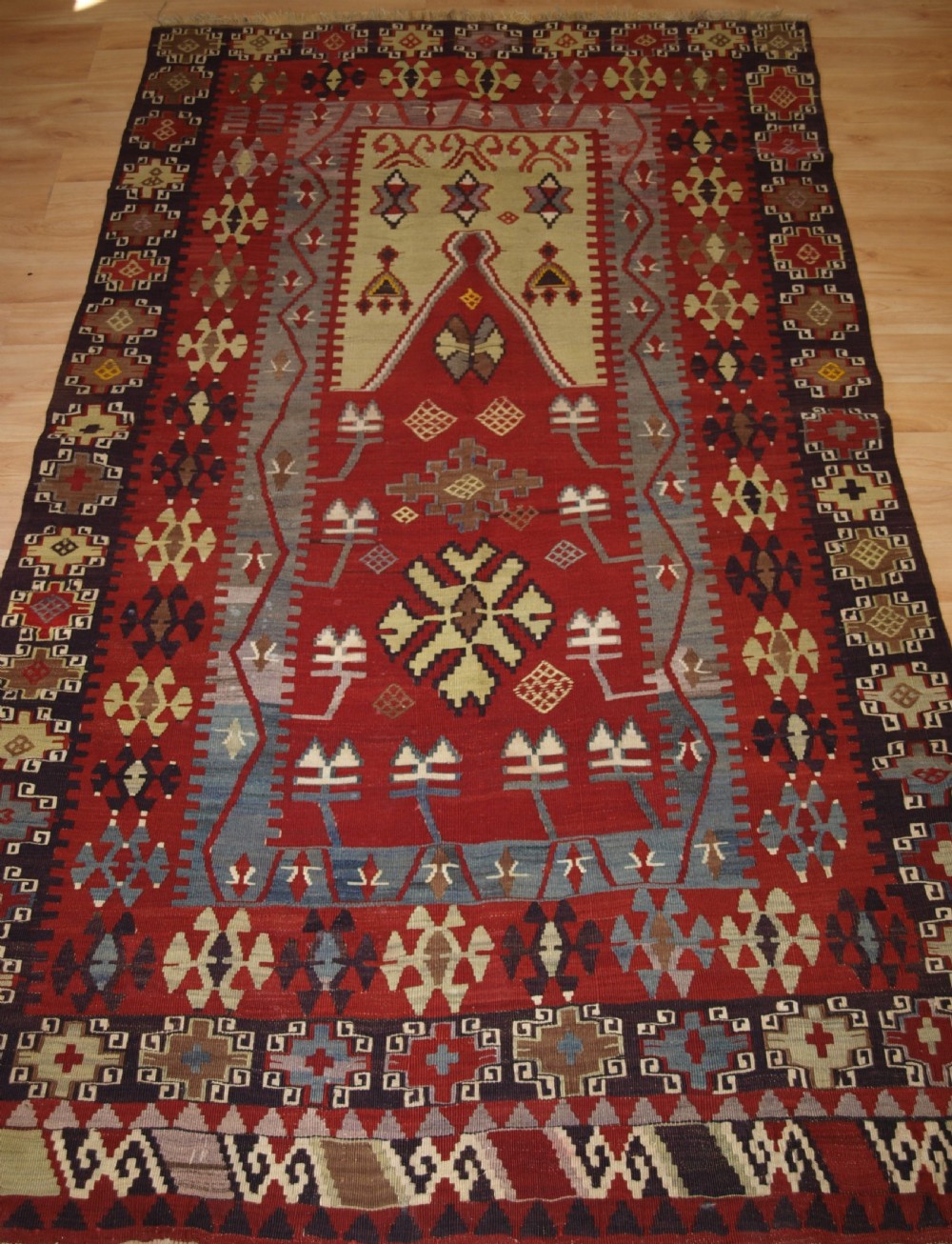 OLD TURKISH SIVAS VILLAGE PRAYER KILIM, SUPERB CONDITION, CIRCA 1920. View V
