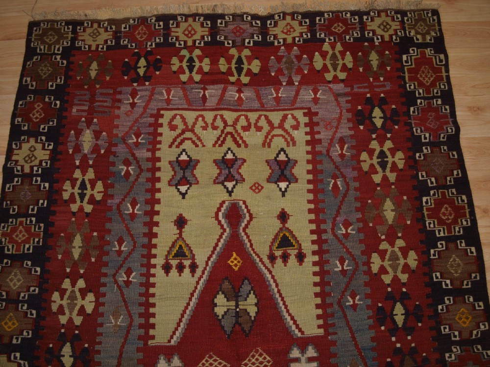 OLD TURKISH SIVAS VILLAGE PRAYER KILIM, SUPERB CONDITION, CIRCA 1920. View VI