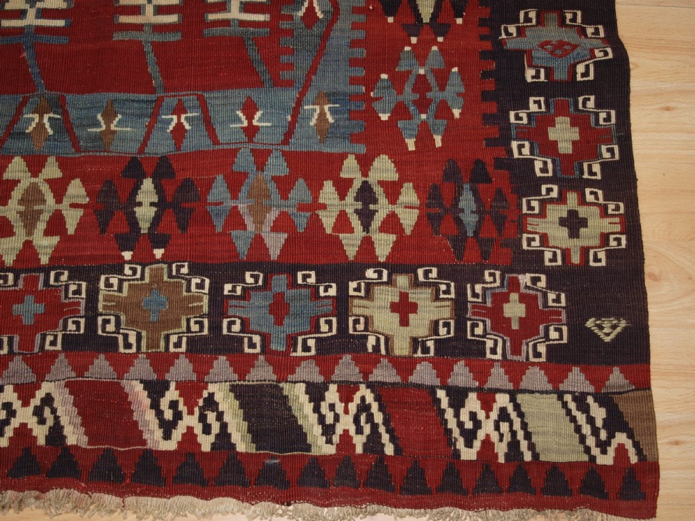 OLD TURKISH SIVAS VILLAGE PRAYER KILIM, SUPERB CONDITION, CIRCA 1920. View XI