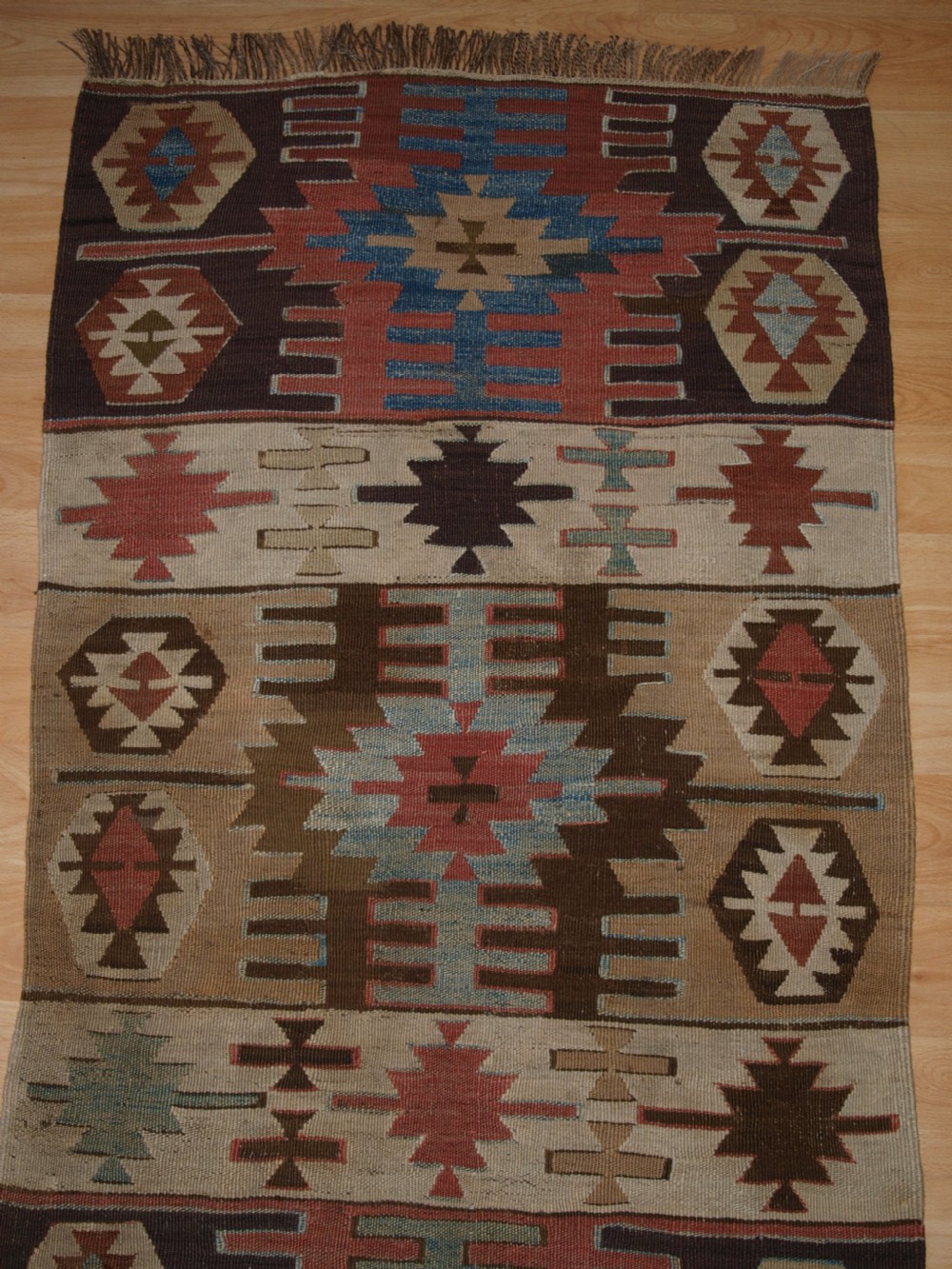 OLD TURKISH KILIM RUNNER WITH GEOMETRIC DESIGN, GOOD COLOURS, CIRCA 1920. View III