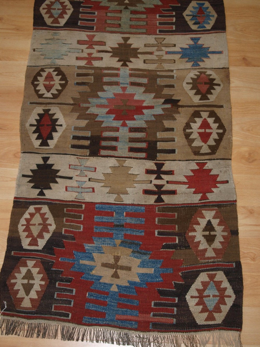 OLD TURKISH KILIM RUNNER WITH GEOMETRIC DESIGN, GOOD COLOURS, CIRCA 1920. View VII