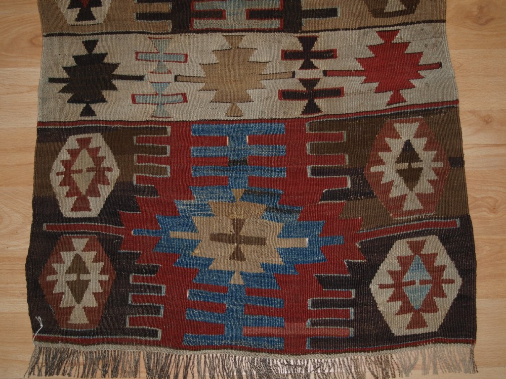 OLD TURKISH KILIM RUNNER WITH GEOMETRIC DESIGN, GOOD COLOURS, CIRCA 1920. View VIII