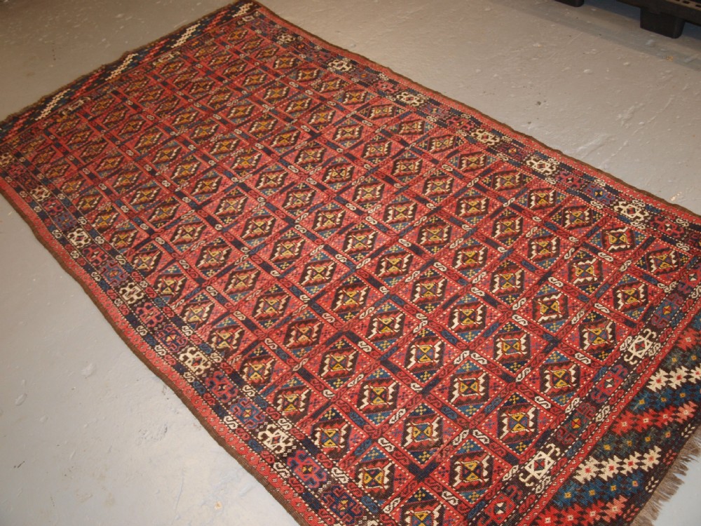 ANTIQUE CHODOR TURKMEN MAIN CARPET OF SMALL SIZE AND SCARCE DESIGN, CIRCA 1880. View II