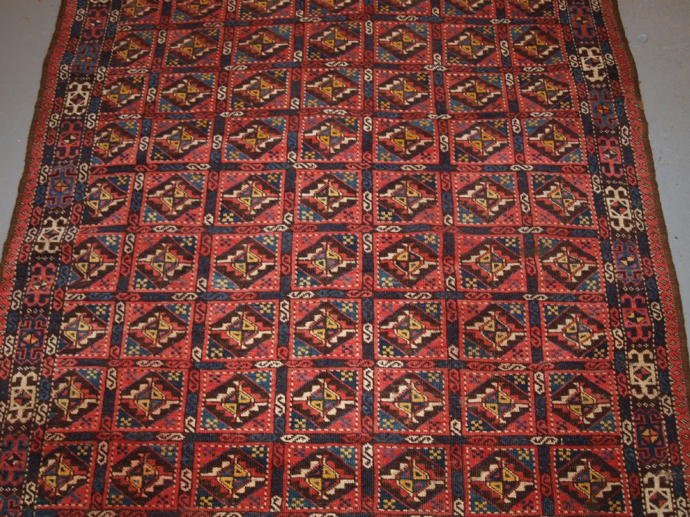 ANTIQUE CHODOR TURKMEN MAIN CARPET OF SMALL SIZE AND SCARCE DESIGN, CIRCA 1880. View VI