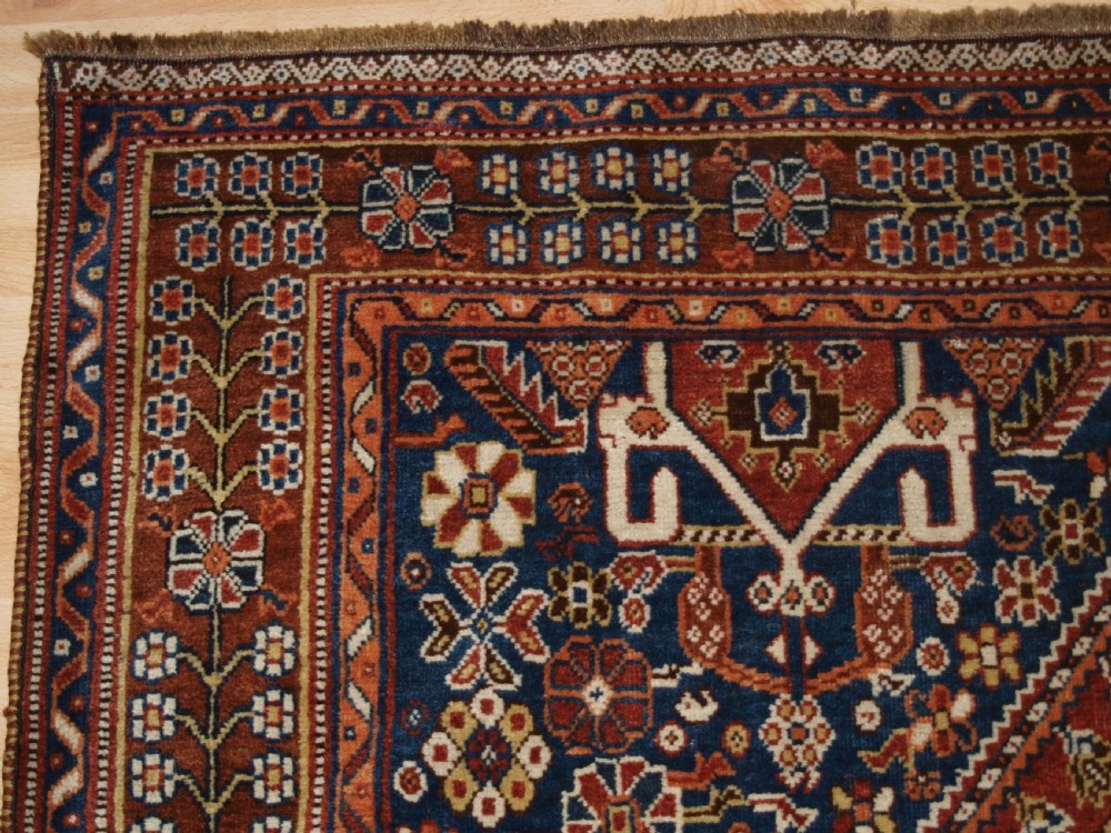 ANTIQUE QASHQAI RUG, TRIBAL DESIGN, GREAT COLOUR, CIRCA 1900. View II
