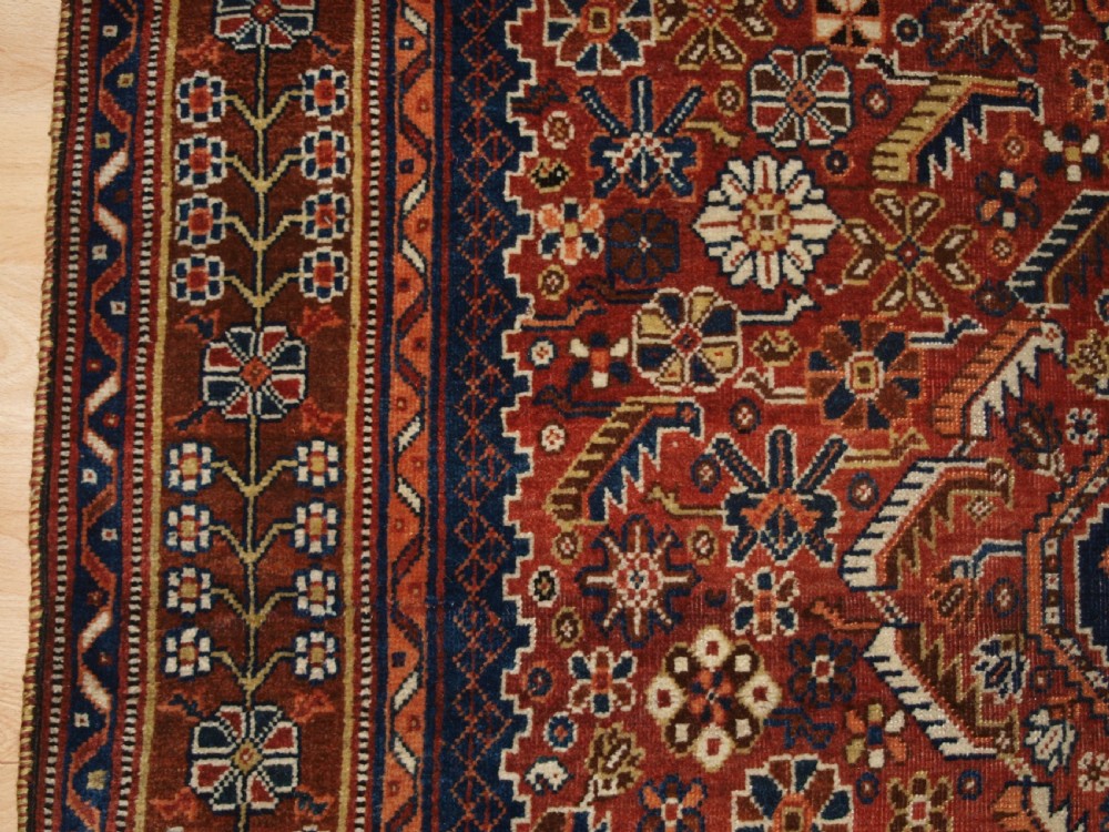 ANTIQUE QASHQAI RUG, TRIBAL DESIGN, GREAT COLOUR, CIRCA 1900. View III