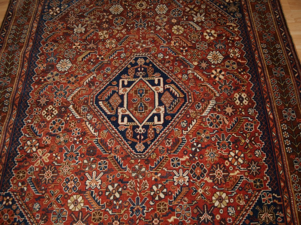 ANTIQUE QASHQAI RUG, TRIBAL DESIGN, GREAT COLOUR, CIRCA 1900. View V
