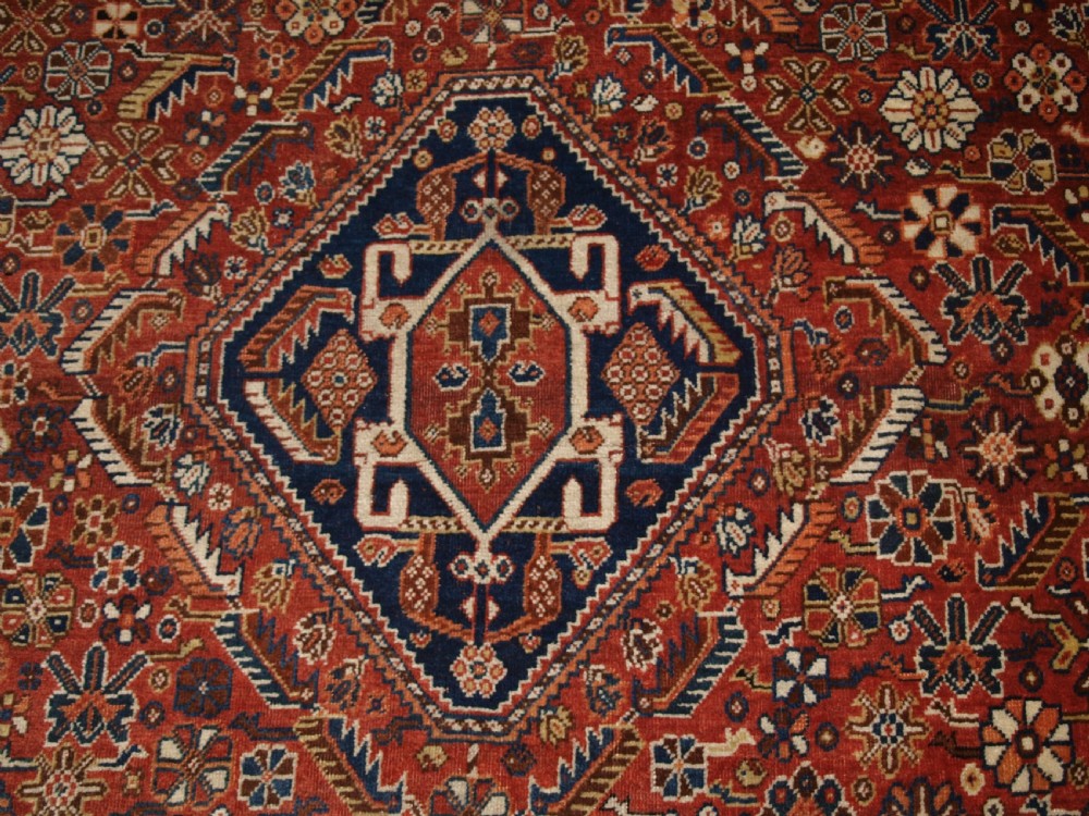 ANTIQUE QASHQAI RUG, TRIBAL DESIGN, GREAT COLOUR, CIRCA 1900. View X