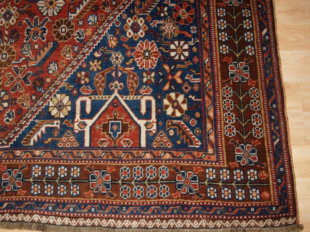 ANTIQUE QASHQAI RUG, TRIBAL DESIGN, GREAT COLOUR, CIRCA 1900. View XI