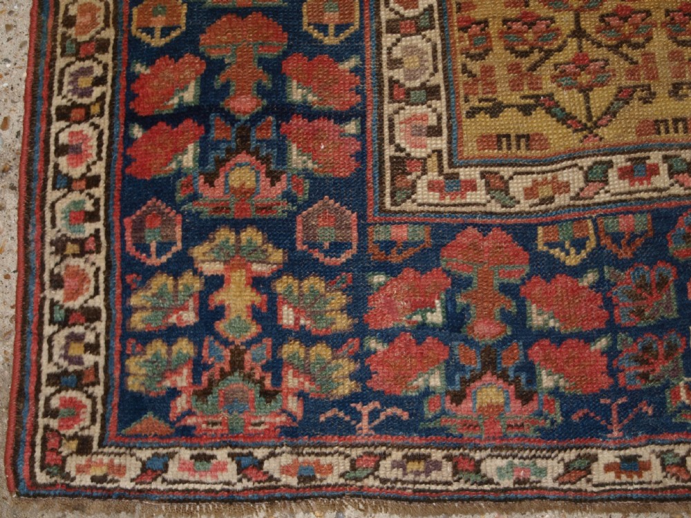 ANTIQUE KURDISH RUNNER, SHRUB DESIGN ON A YELLOW GROUND, CIRCA 1880. View VIII