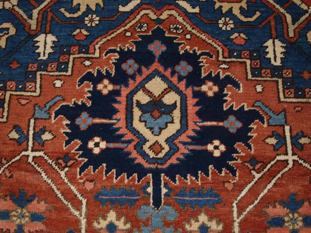 ANTIQUE PERSIAN HERIZ CARPET, SOFT RED FIELD, SUPERB CONDITION, CIRCA 1920. View VIII