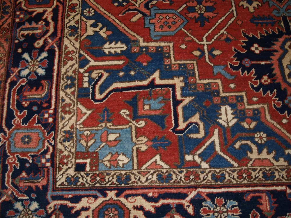 ANTIQUE PERSIAN HERIZ CARPET, SOFT RED FIELD, SUPERB CONDITION, CIRCA 1920. View XI